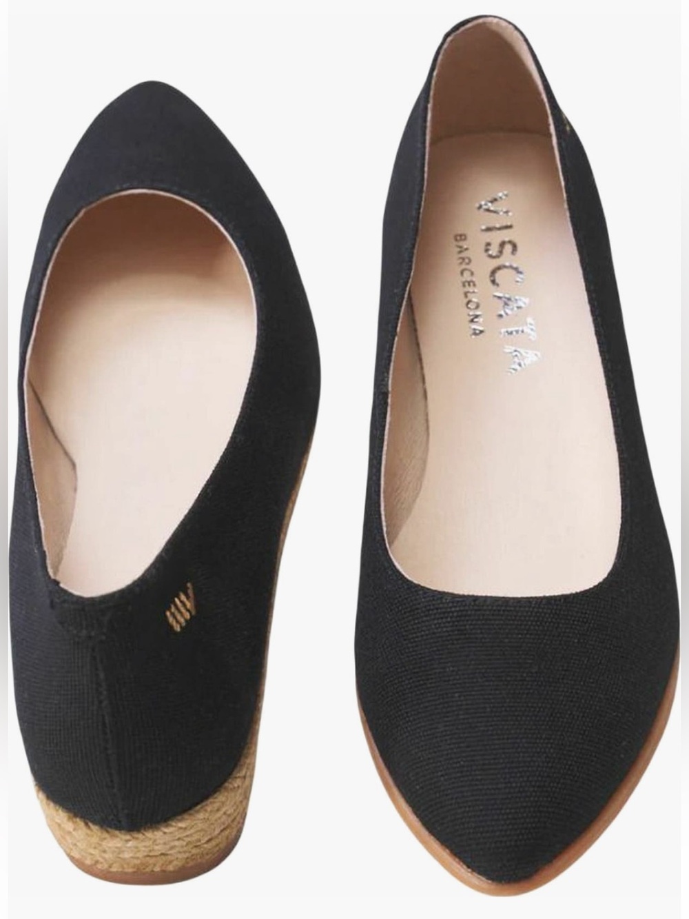NIB Viscata Rubina Black Canvas Espadrille Wedge Flats Size 8